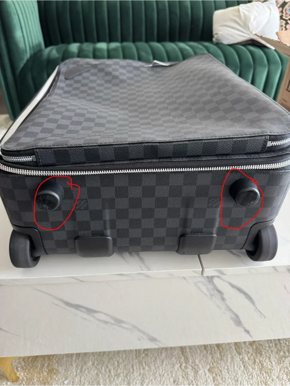 Louis Vuitton black  Checkered Carry-On Bag with Top Handle.